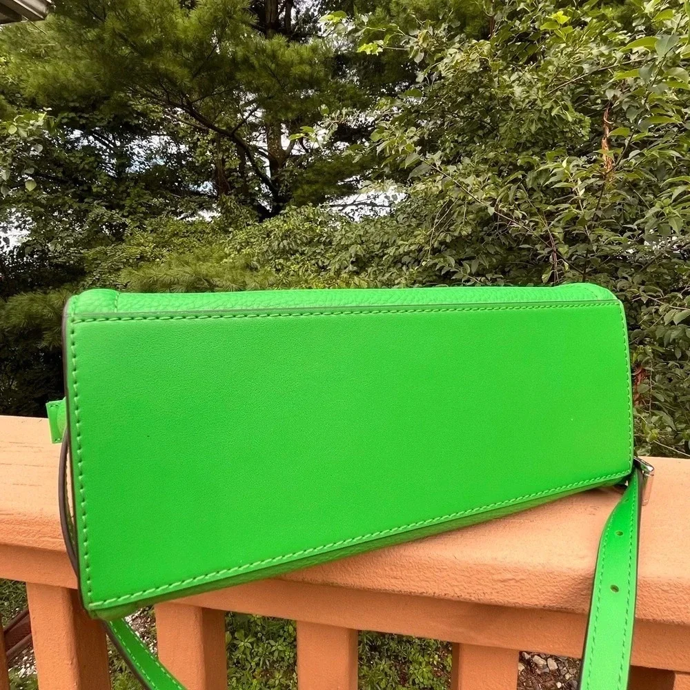 Michael Kors Freya Green Pebble Leather Tote Crossbody Satchel NWT